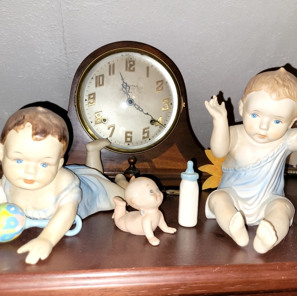 TWIN PIANO BABIES with Kewpie doll, rattle, bottle, and binkie - Picture 6 of 7